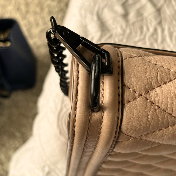 Rebecca Minkoff Taupe Leather with Black trim shoulder bag. - Picture 8 of 10